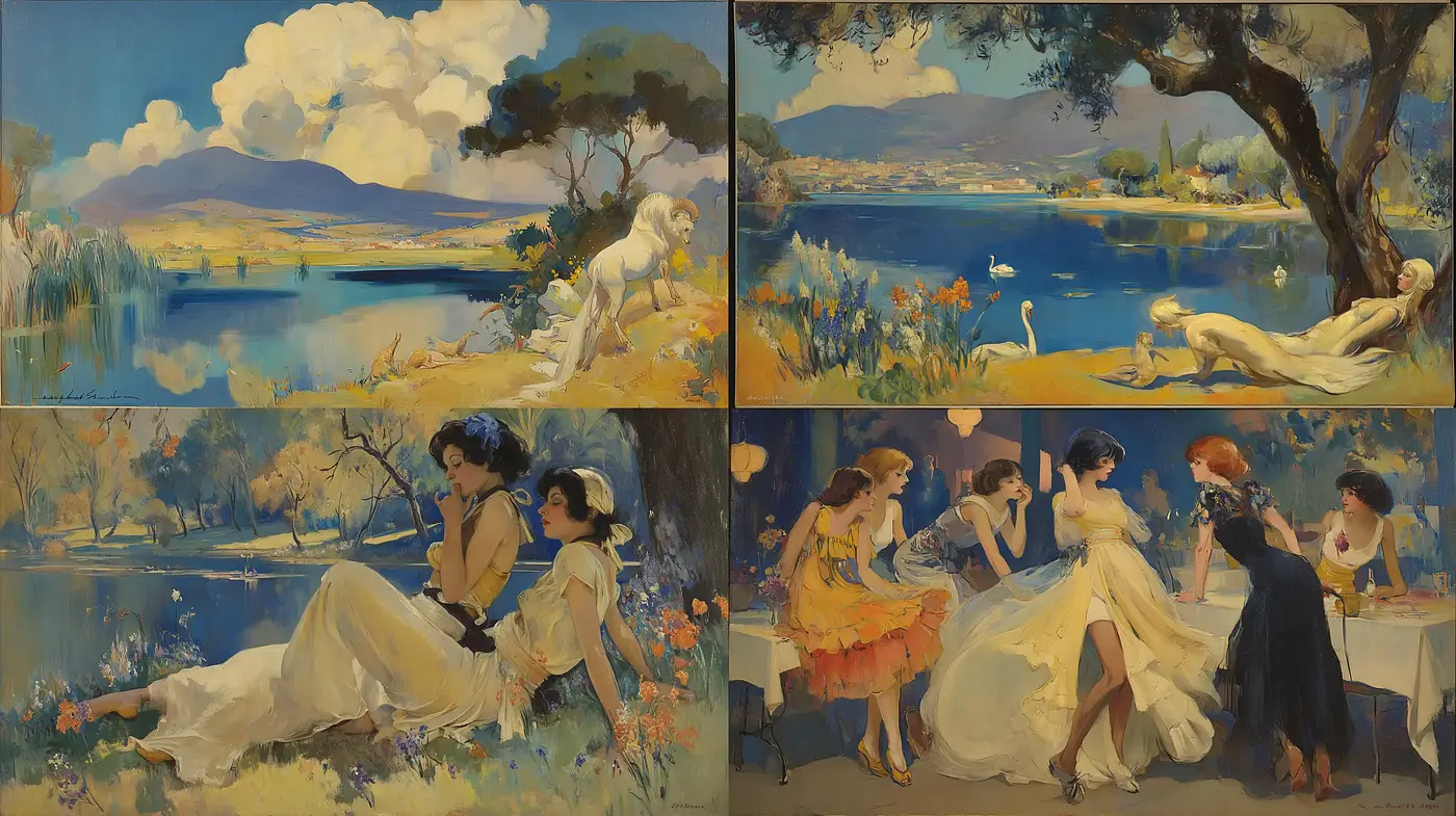 Vibrant and Whimsical Art with Elements of Nostalgia and Elegance - Midjourney sref style