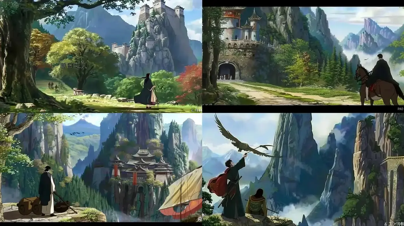 Serene Landscapes in Eastern Fantasy Art Style - Midjourney sref style
