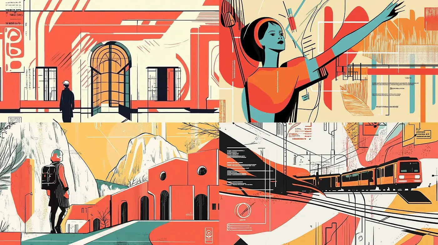 Retro-Futurism Meets Mid-Century Modern Illustrations - Midjourney sref style