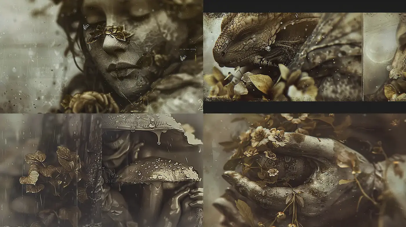 Ethereal and organic explorations in muted hues and intricate textures - Midjourney sref style