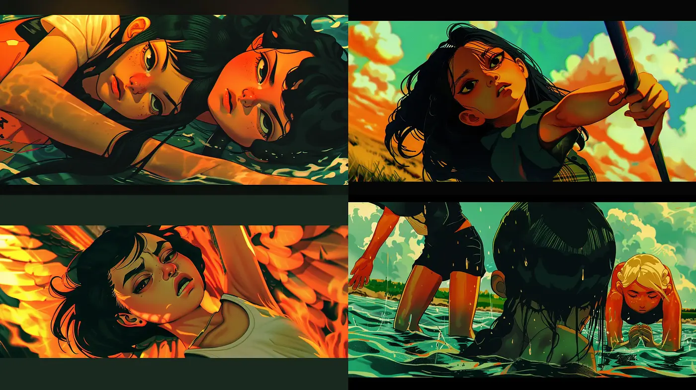 Sunset Hues and Dramatic Shadows in Emotional Portraiture - Midjourney sref style
