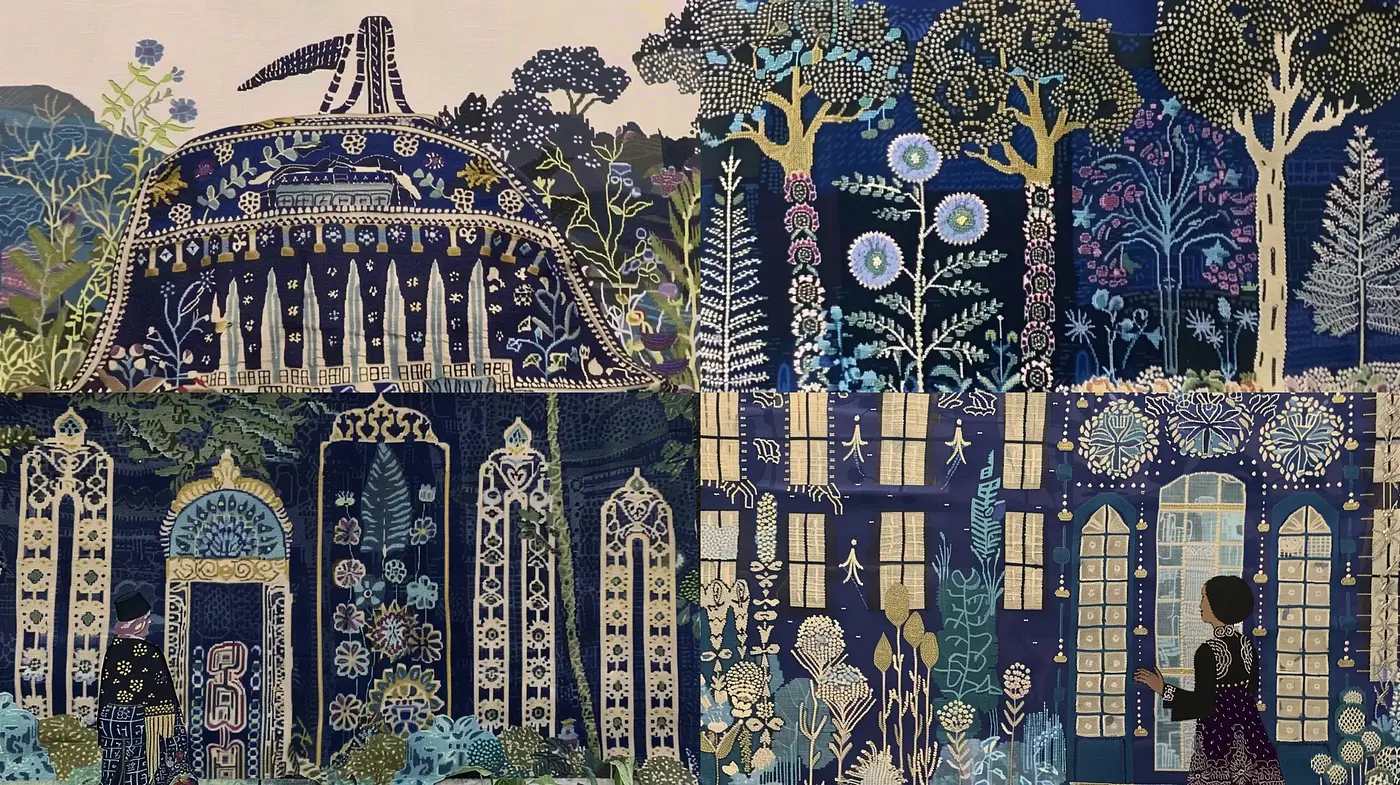 Enchanted Botanical Dreamscapes: A Consistency of Whimsical Nature and Architectural Fantasy - Midjourney sref style