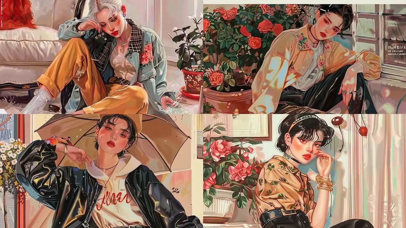 Contemporary Aesthetic with Floral Accents and Warm Textures - Midjourney sref style