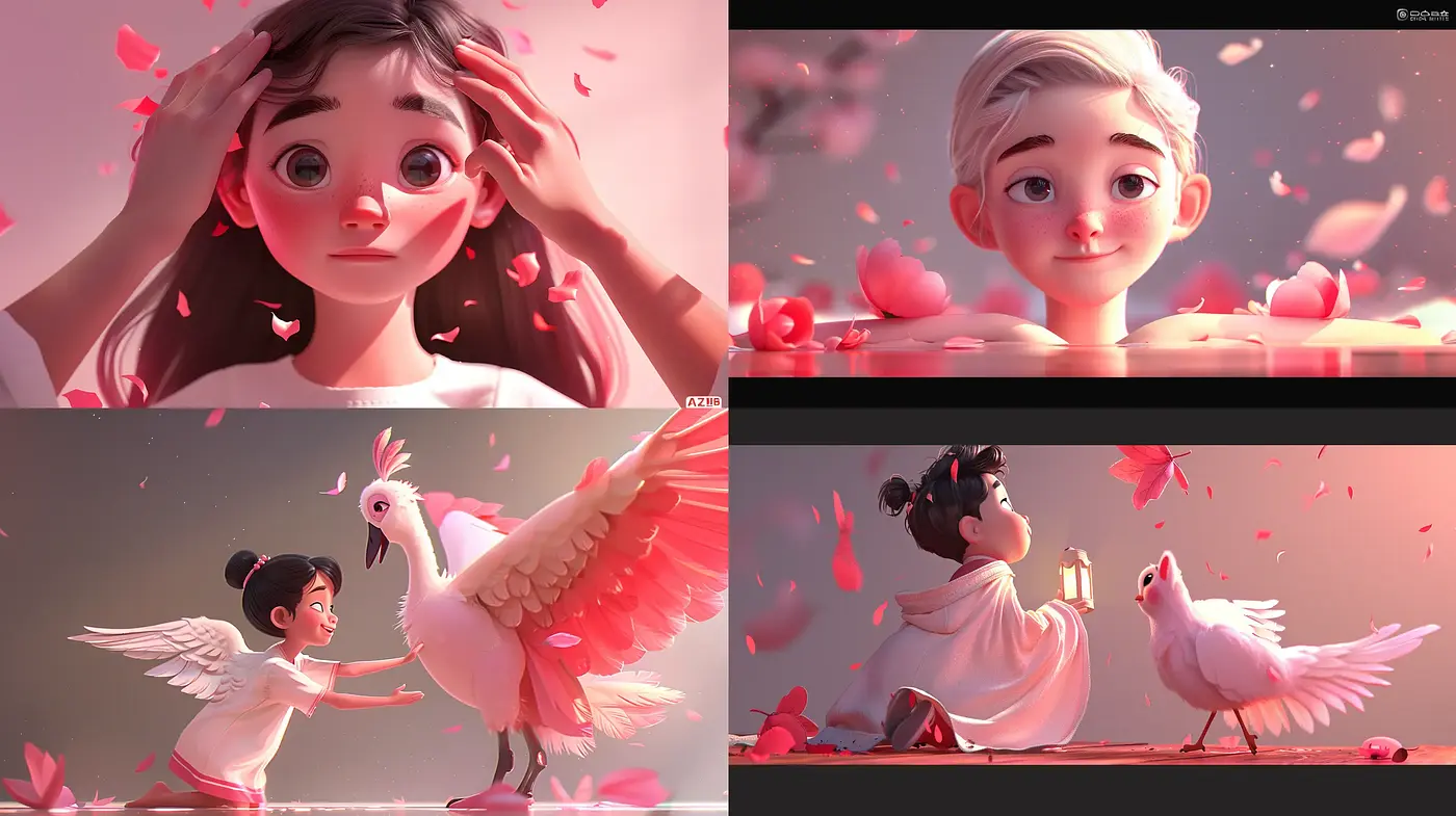 Enchanted Rose-Tinged Dreamscape with Serene Expressiveness - Midjourney sref style