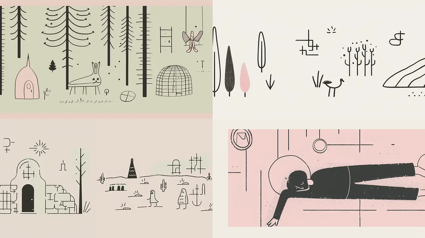 Subdued Tonal Narrative in Stylized Minimalism - Midjourney sref style