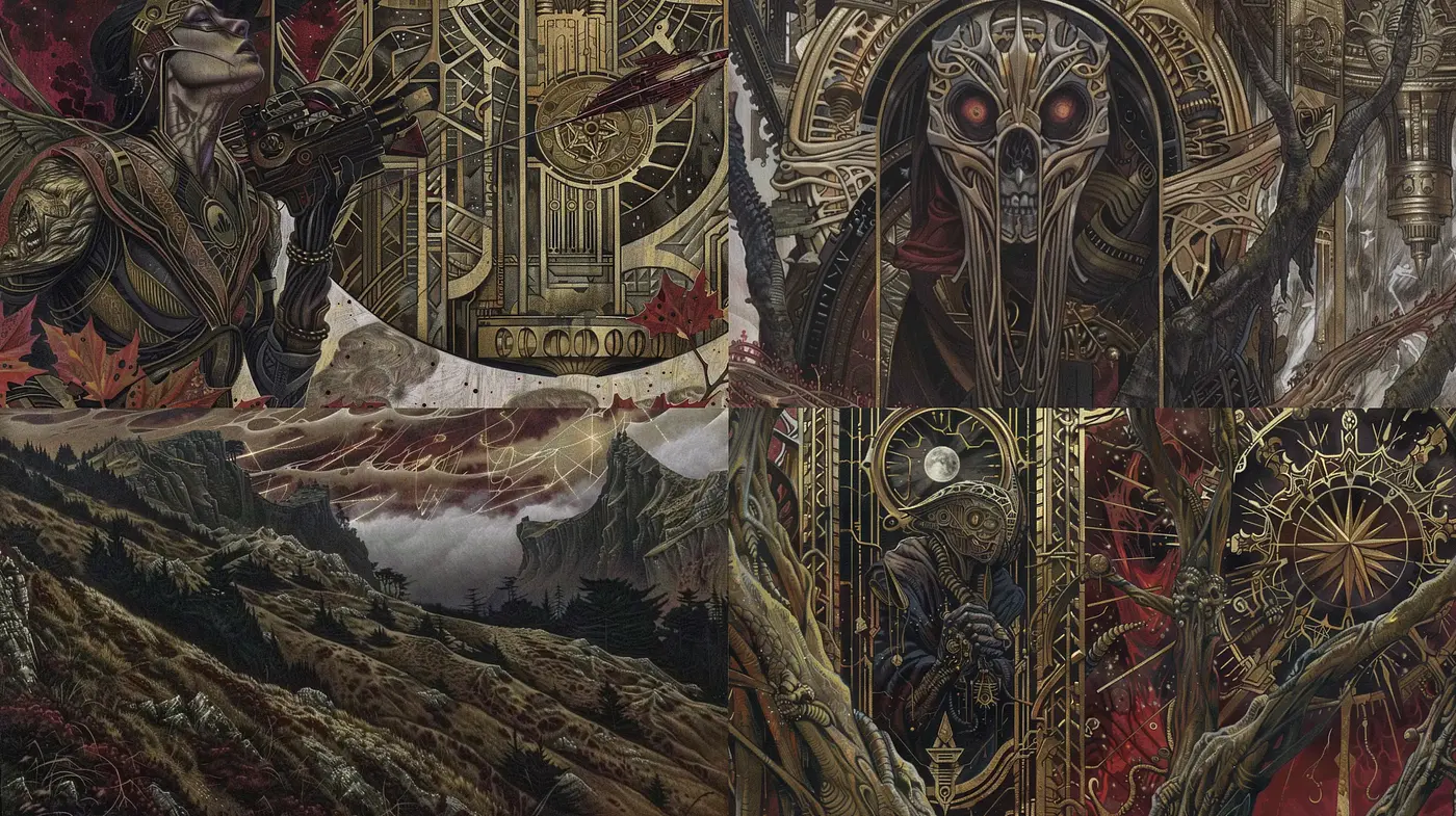 Esoteric Mechanica: A Tapestry of Intricate Mythos and Steampunk Lore - Midjourney sref style
