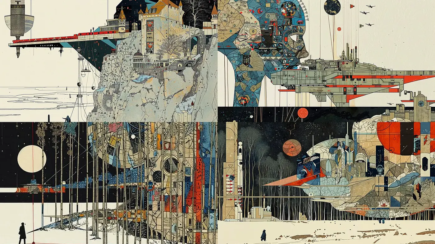 Futuristic Retro-Industrial Dreamscape - Midjourney sref style