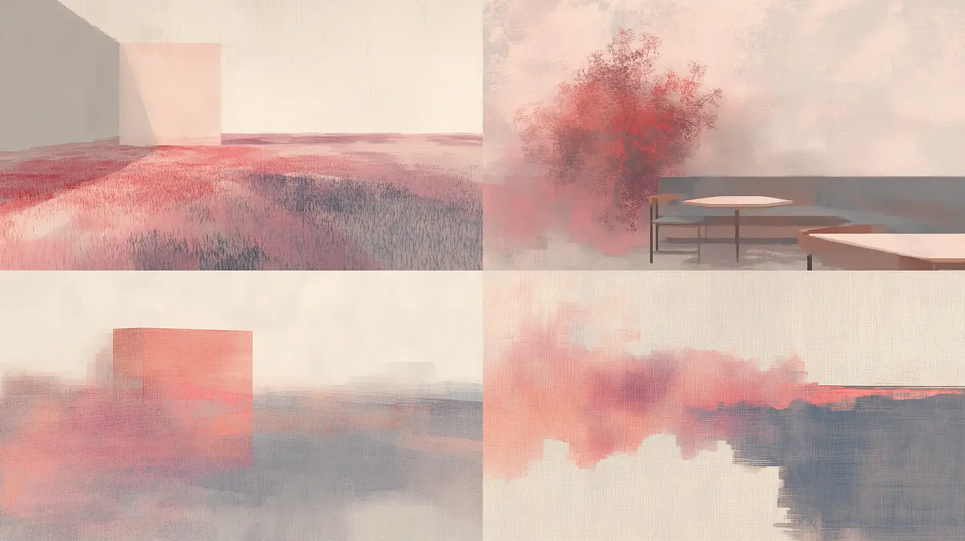 Ethereal Pastel Dreamscape: A Harmonious Blending of Soft Tones and Abstract Forms - Midjourney sref style