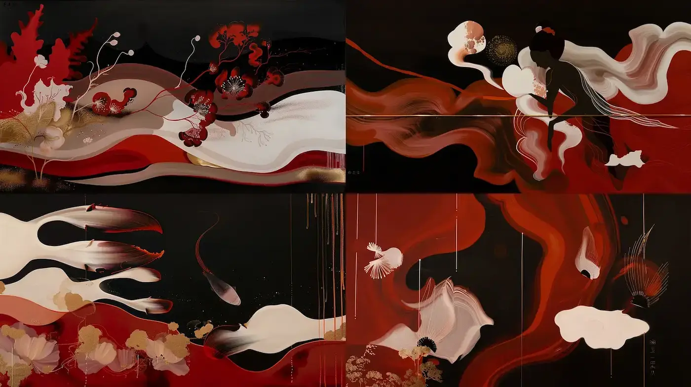 Harmonious Blend of Abstract Elements with Ethereal Motifs - Midjourney sref style