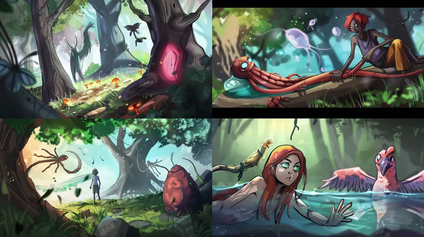 Enchanted Forest Whimsy: A Vibrant and Stylized Nature Fantasy - Midjourney sref style