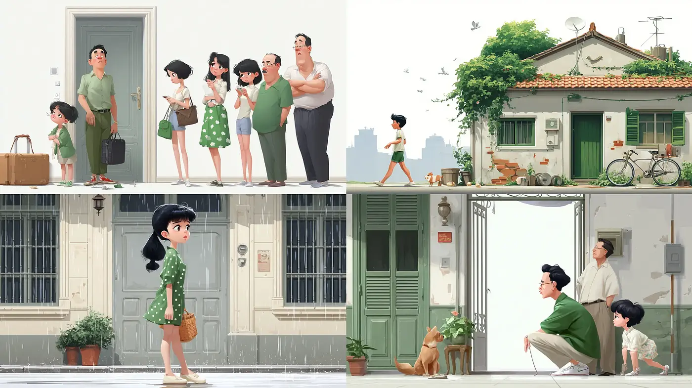 Charming Urban Illustrations with Gentle Cultural Narratives - Midjourney sref style