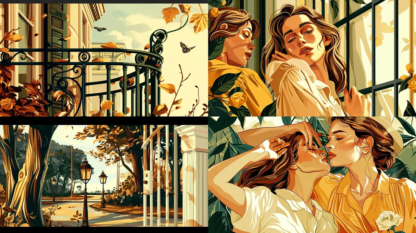 Autumn Hues and Romantic Nostalgia in a Soft Comic Book Illustration Style - Midjourney sref style
