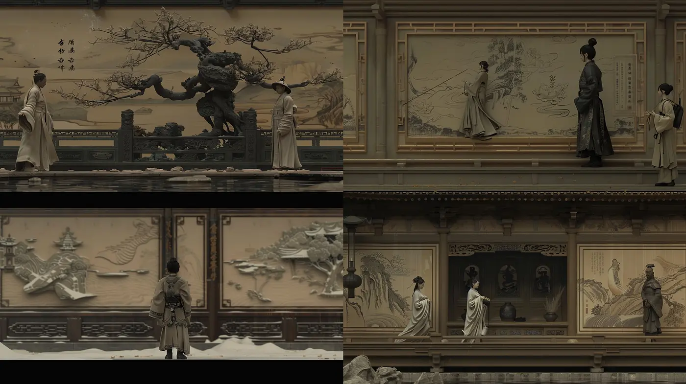 Monochromatic Elegance in a Sepia-infused Classical Asian Aesthetic - Midjourney sref style
