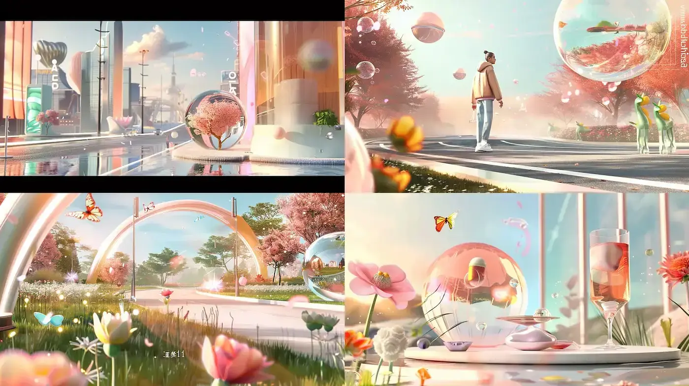 Futuristic Serenity in a Floral Utopia - Midjourney sref style