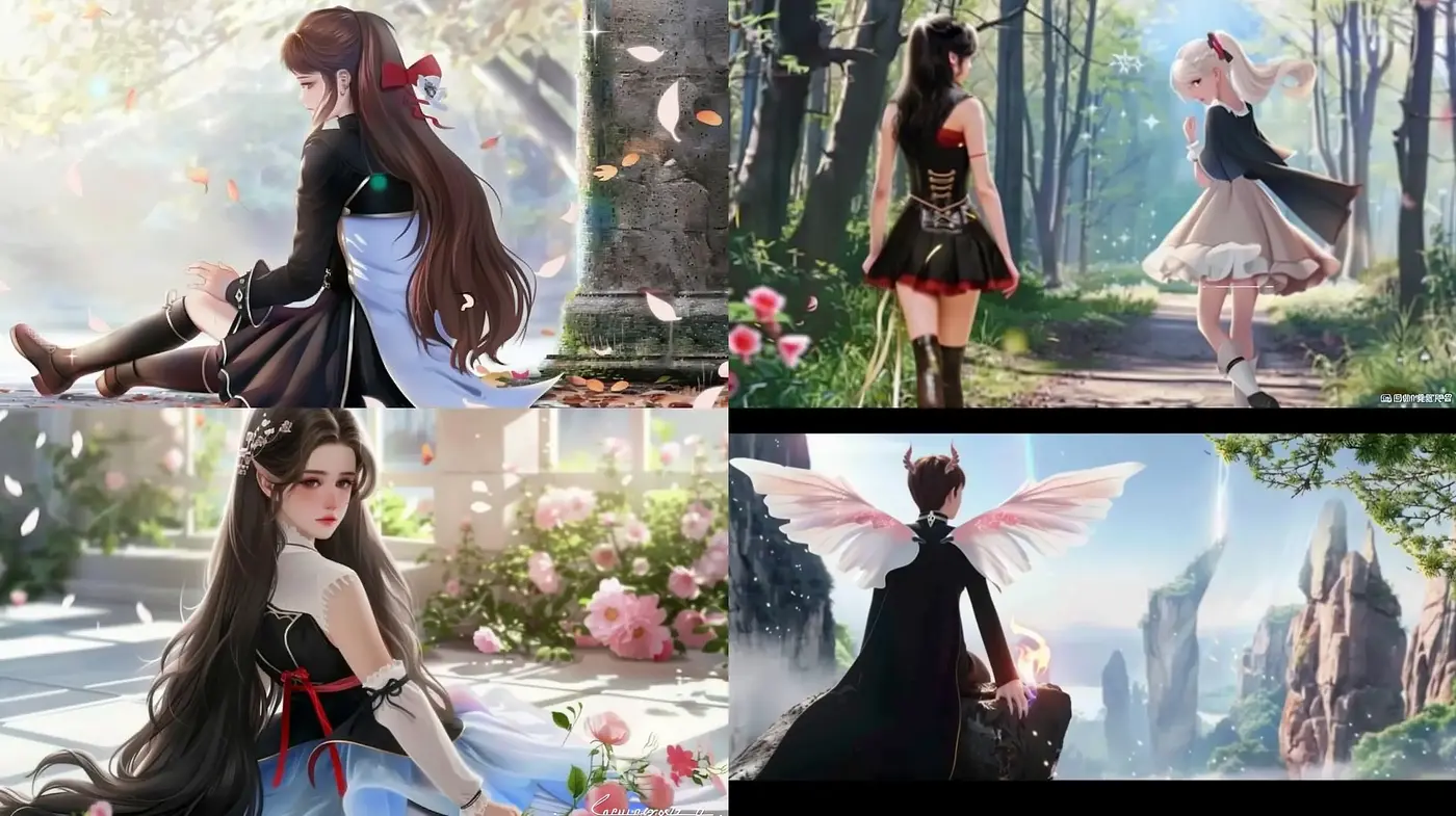 Ethereal Anime-Inspired Fantasy with Lush Natural Backdrops - Midjourney sref style