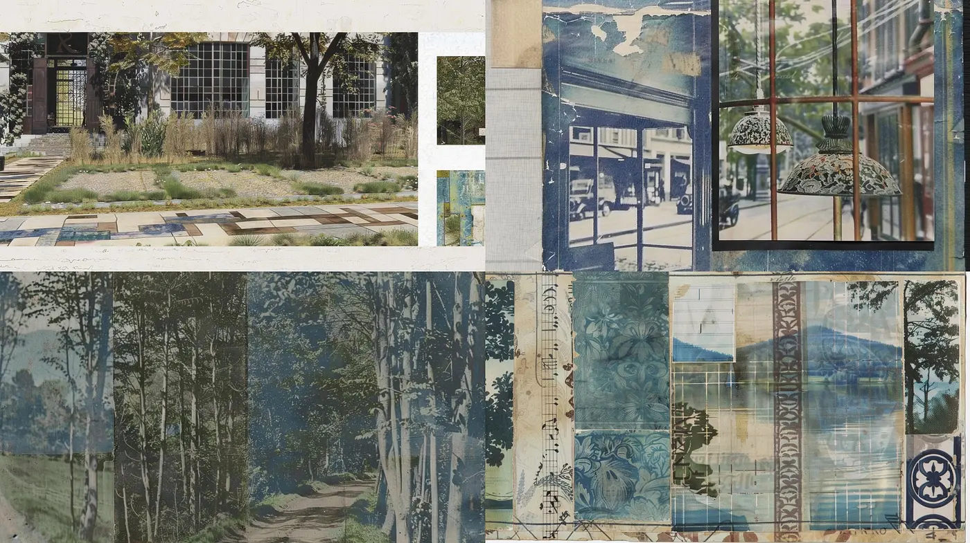 Time-Weathered Tapestry: A Fusion of Vintage Textures and Pastoral Hues - Midjourney sref style