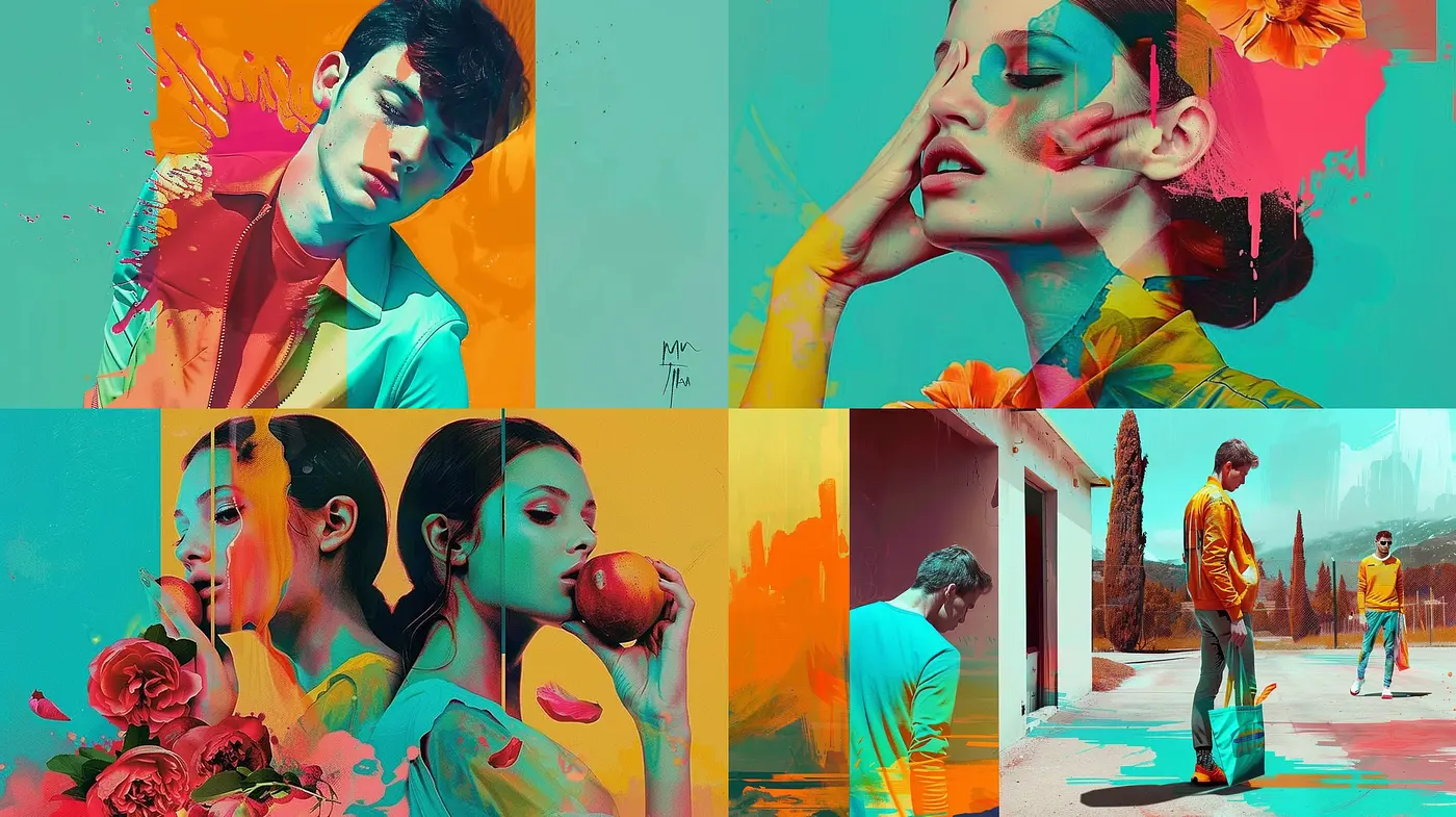 Consistent Retrofuturistic Synthesis: A Vibrant Blend of Analog and Digital Aesthetics - Midjourney sref style