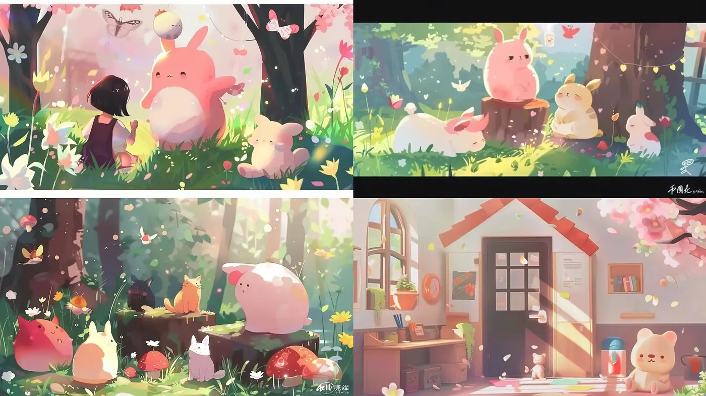 Enchanted Whimsy: A Pastel-Toned Dreamscape Melding Nature and Comfort - Midjourney sref style
