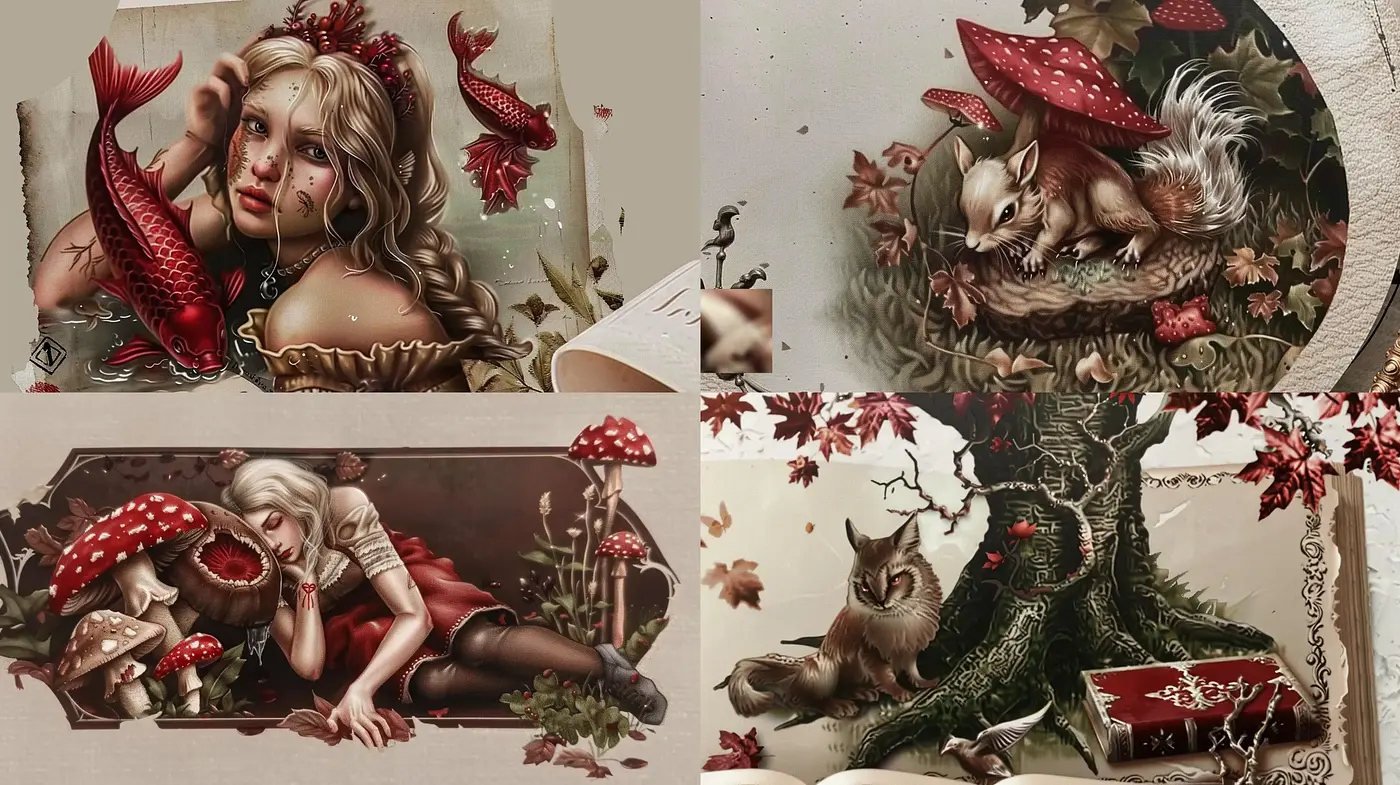 Enigmatic Autumnal Fantasy: A Tapestry of Earthy Elegance - Midjourney sref style