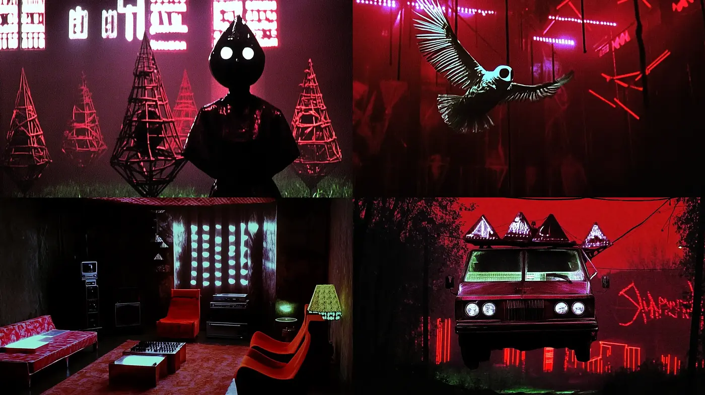 Neon Cyber Dreams: A Fusion of Digital Noir and Retrofuturism - Midjourney sref style