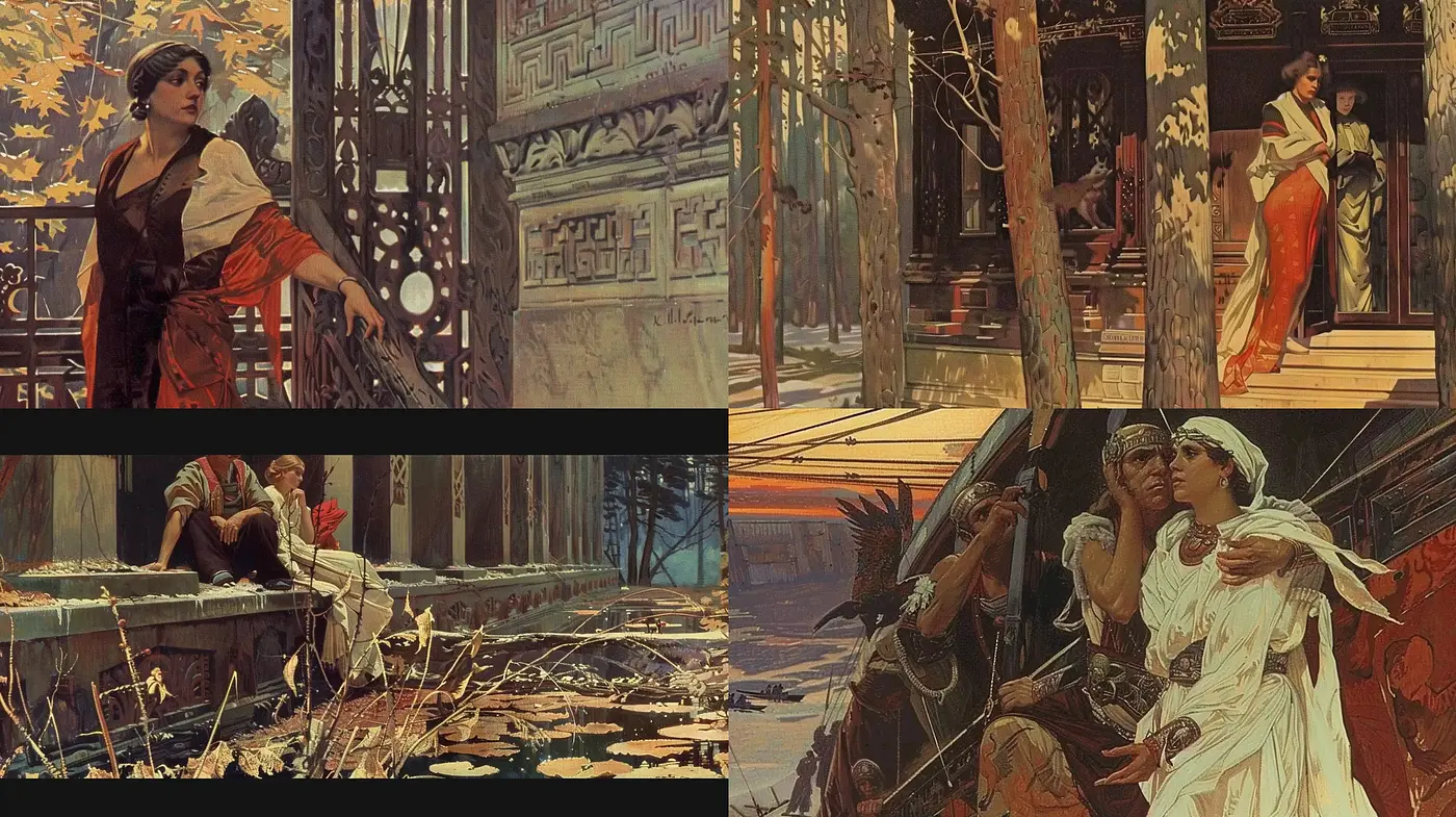 Ethereal Golden Age Illustration Warmth - Midjourney sref style