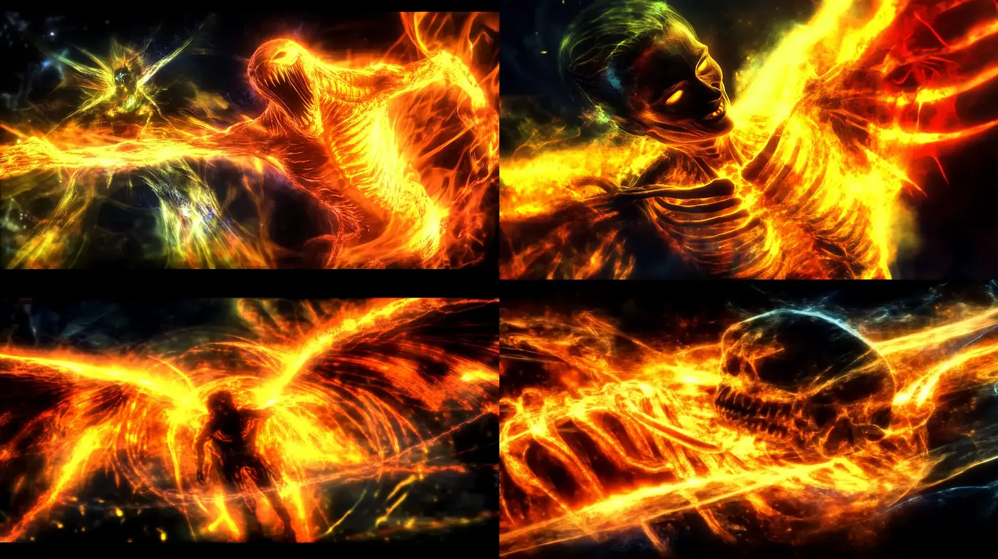 Ethereal Blaze: Abstract Expression of Fiery Forms - Midjourney sref style