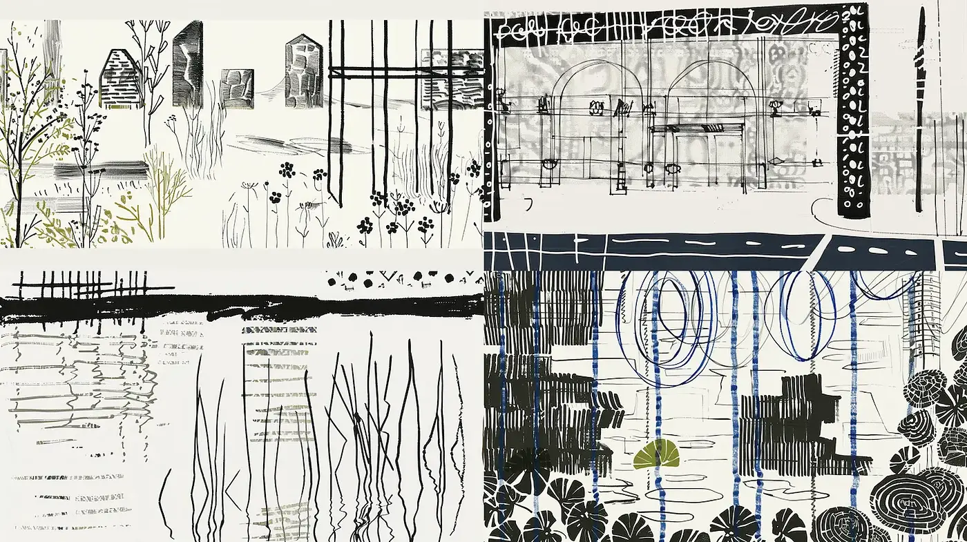 Abstract Nature-Inspired Illustrations with a Minimalist Approach - Midjourney sref style