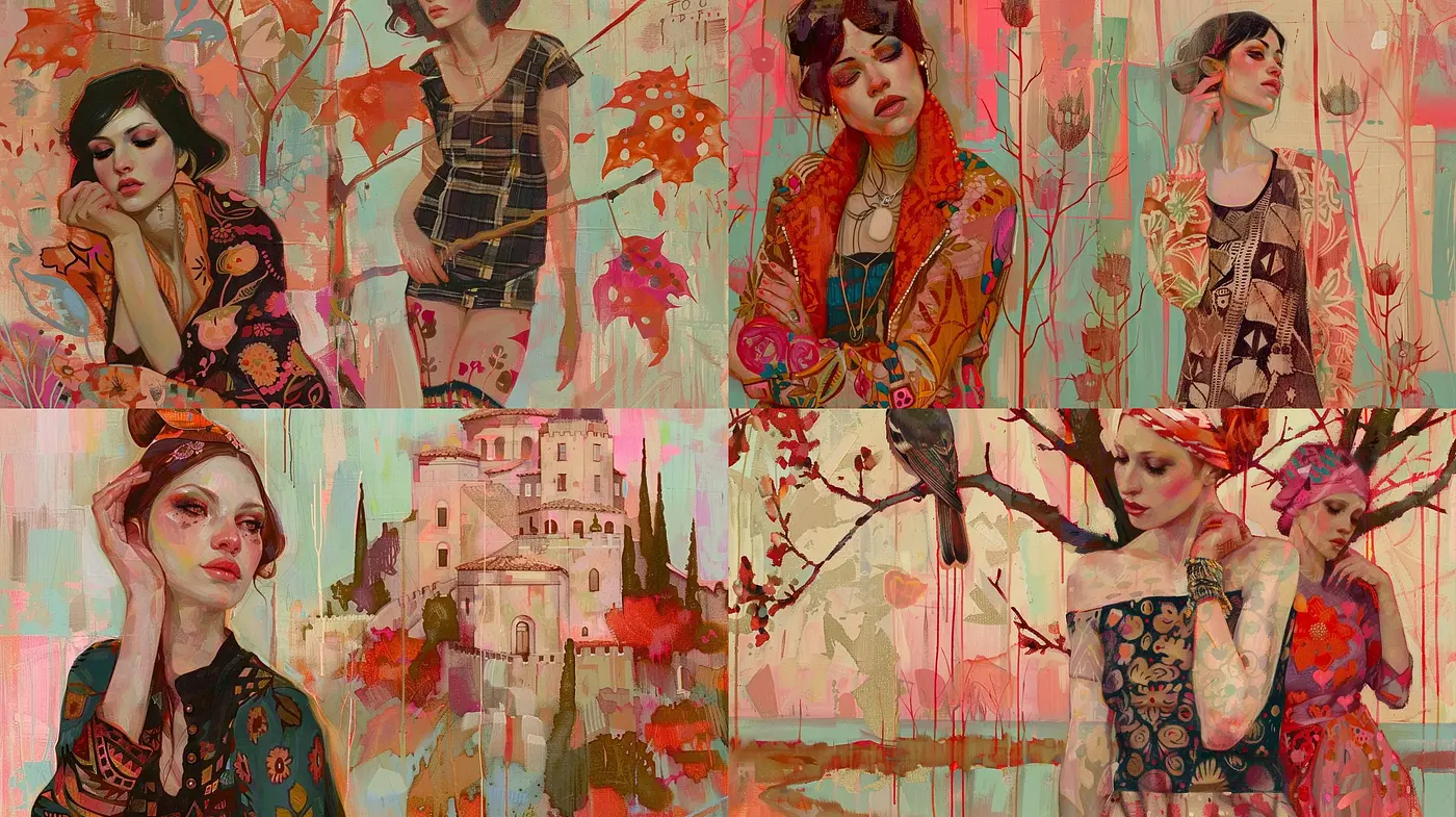 Ethereal Warmth and Textured Elegance: The Consistent Dance of Autumn Hues and Delicate Impressions - Midjourney sref style