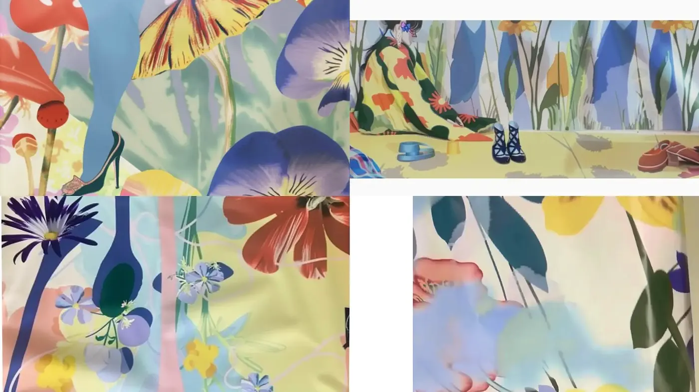 Dreamlike Floralscape in Soft Pastel Hues - Midjourney sref style