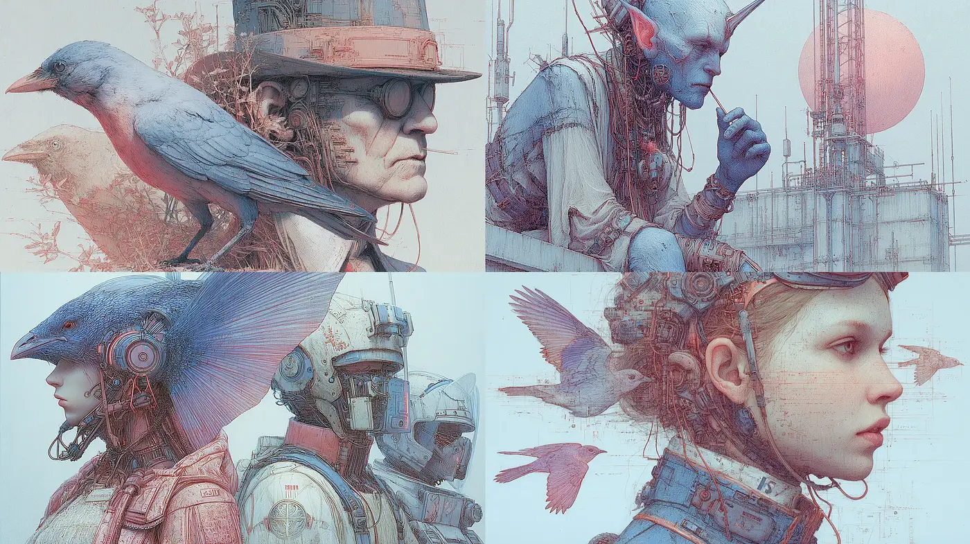Futuristic Portraits with a Fusion of Nature and Technology - Midjourney sref style