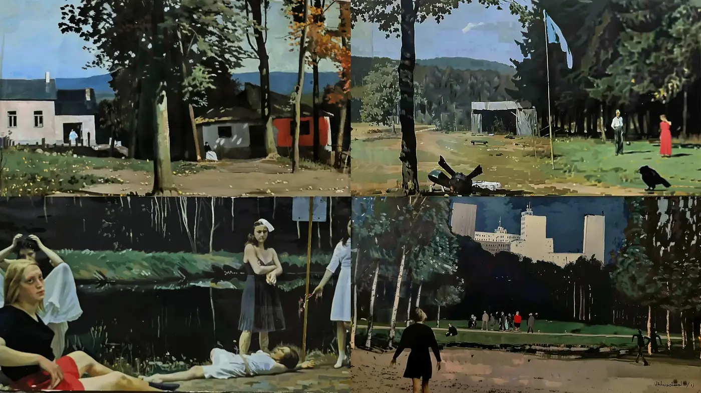 Contemplative Cinematic Serenity in Stylized Realism - Midjourney sref style