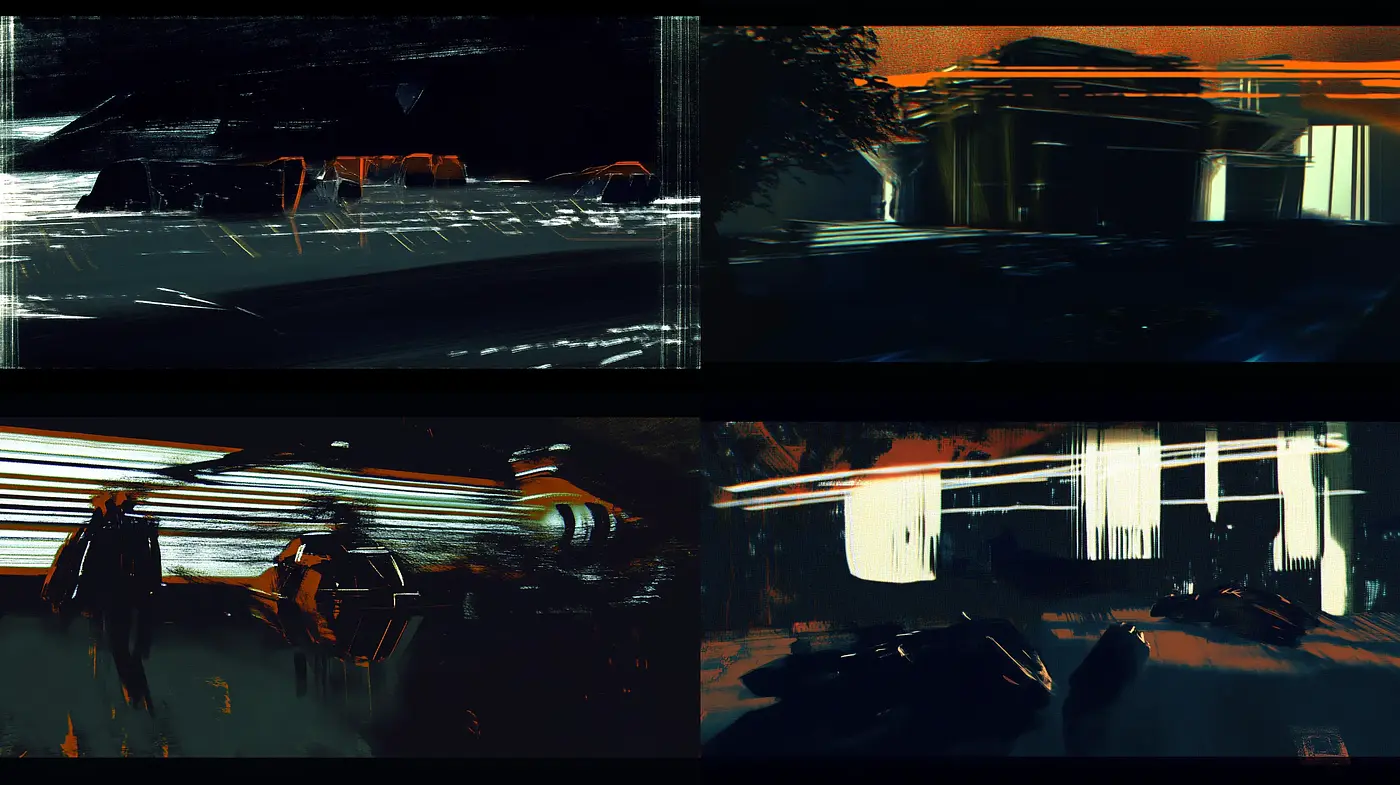 Abstract Futurism with Dynamic Brush Strokes and Intense Contrast - Midjourney sref style