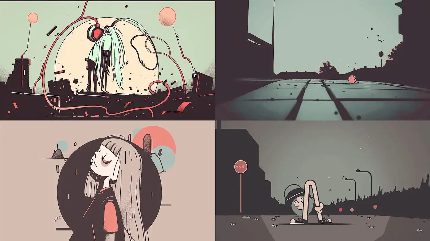 Surreal and Minimalistic Urban Dreamscapes - Midjourney sref style