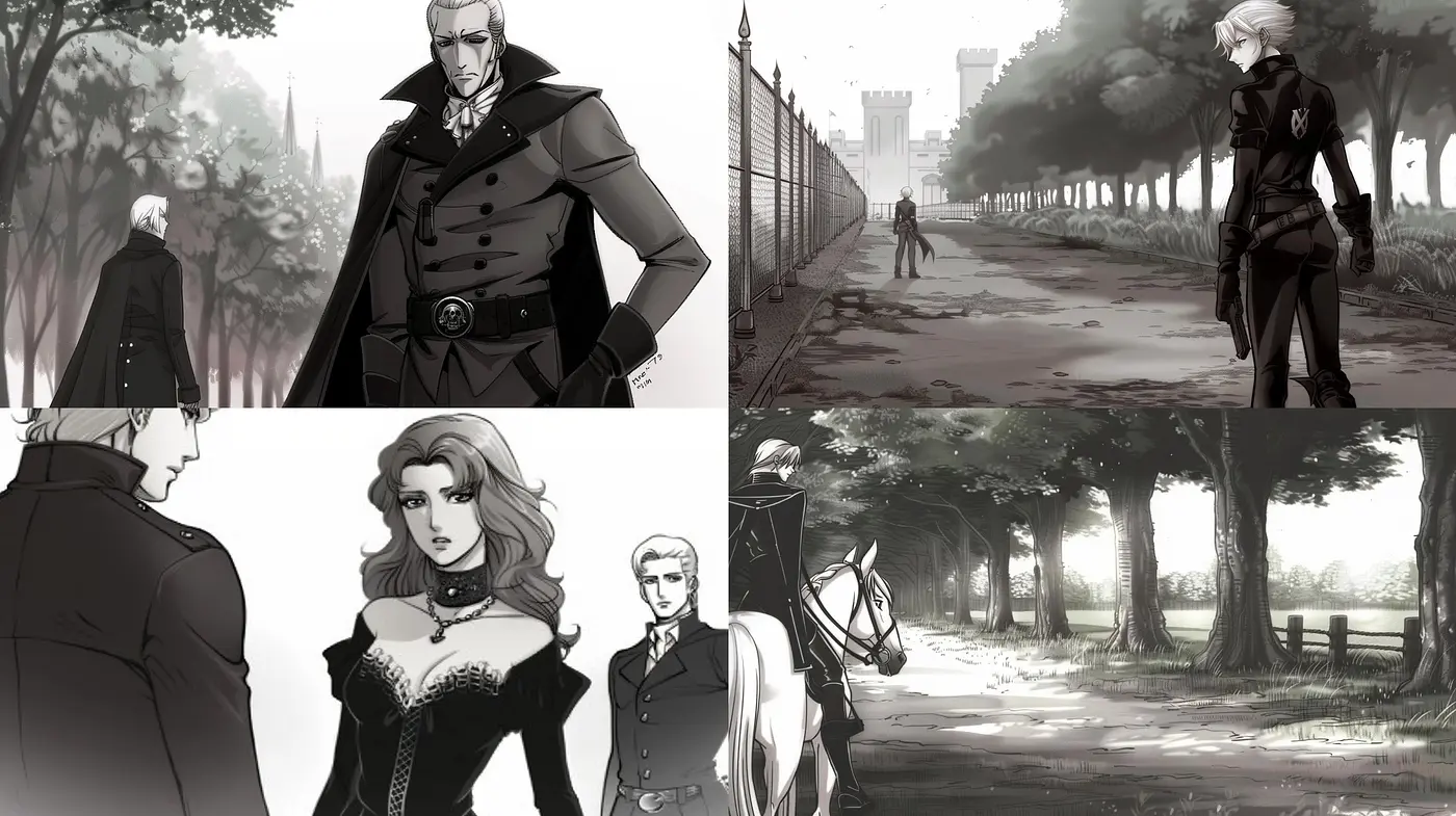 Monochromatic Elegance with a Touch of Gothic Intrigue - Midjourney sref style