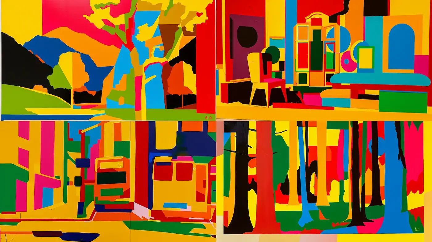 Vibrant Pop Art with Abstract Elements and Geometric Styles - Midjourney sref style