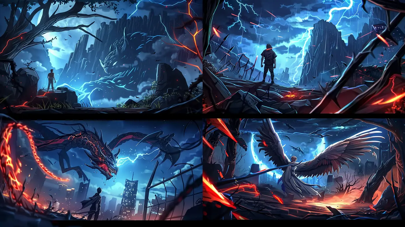 Epic Cinematic Fantasy in Nocturnal Tones - Midjourney sref style