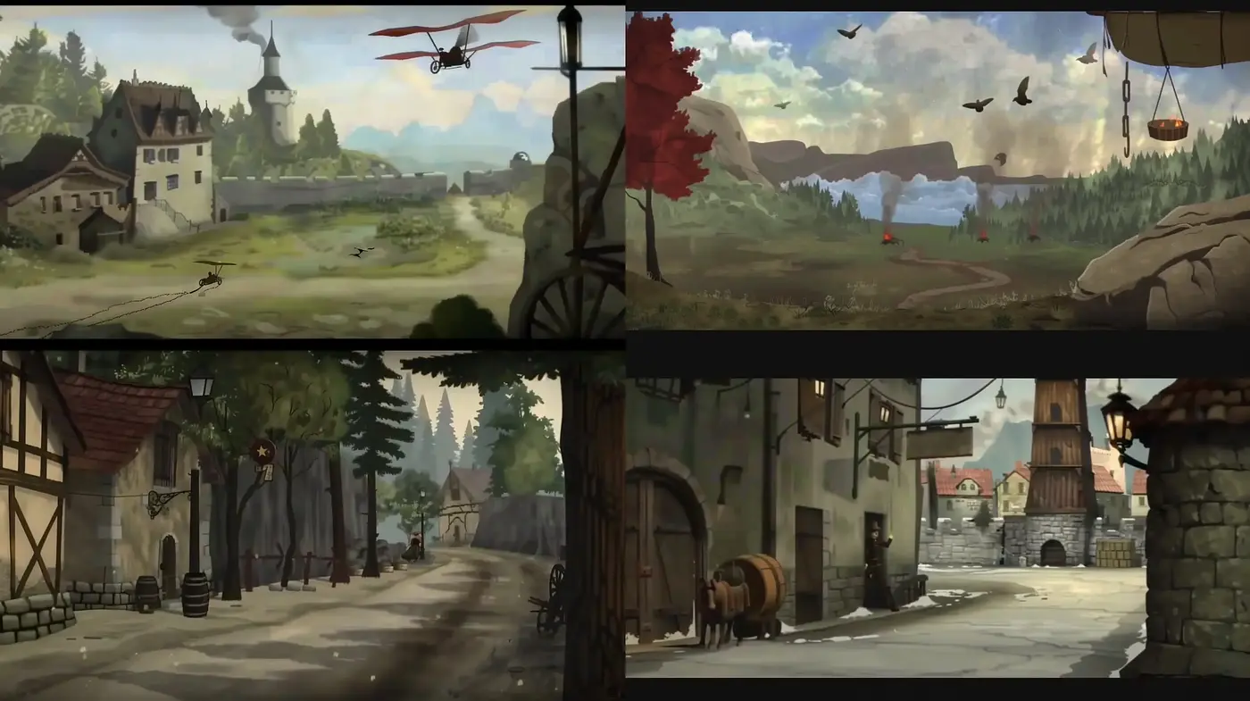 Serene Pastoral Landscapes and Historic Townscapes with a Touch of Nostalgia - Midjourney sref style