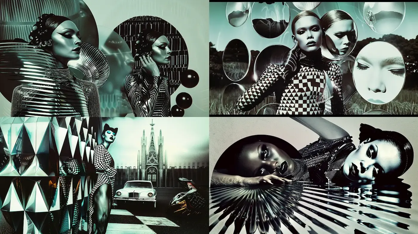 Futuristic elegance with a surreal twist and high-contrast aesthetics - Midjourney sref style