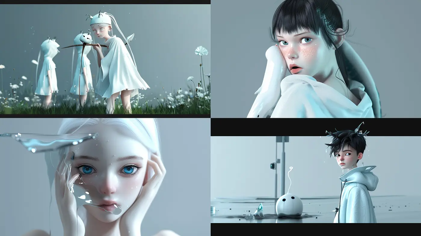 Ethereal Serenity in Monochrome – A Subdued Digital Dreamscape - Midjourney sref style