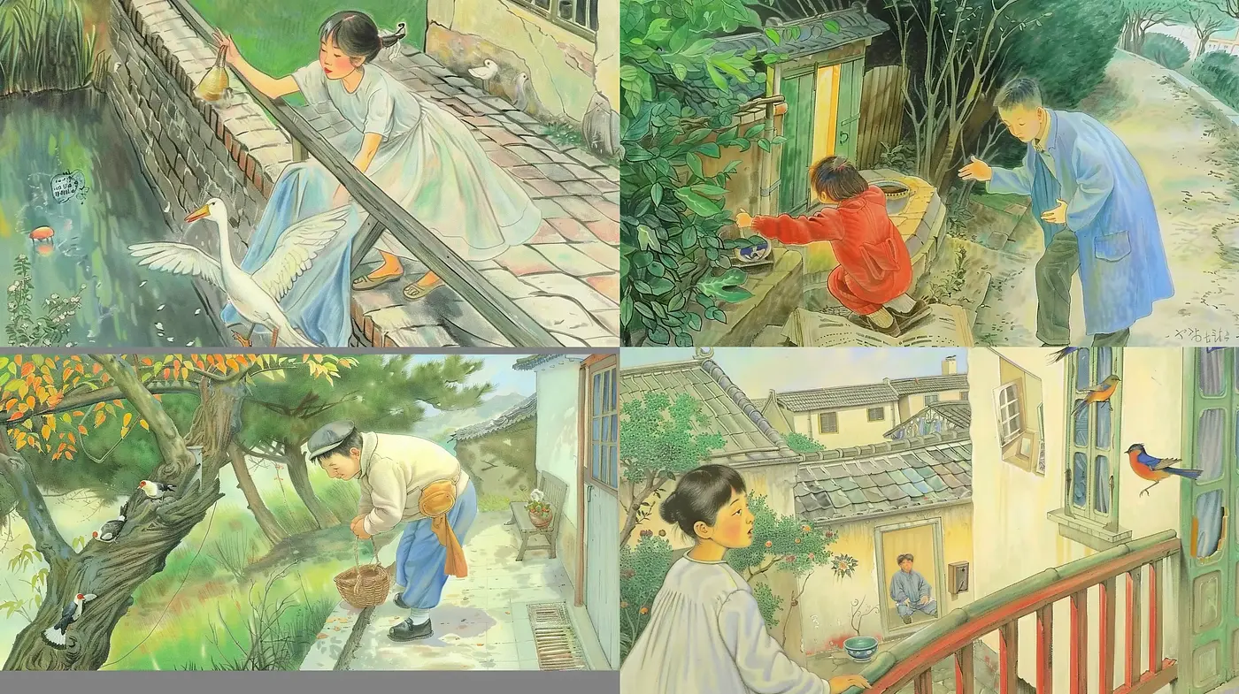 Serene Rustic Vignettes with East Asian Artistic Sensibilities - Midjourney sref style