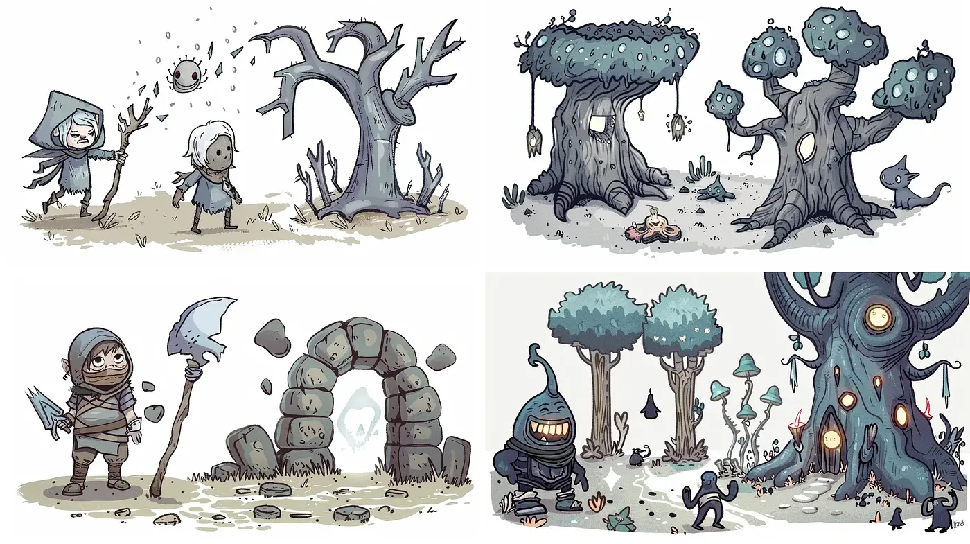 Enchanted Forest Whimsy: An Exploration of Stylized Nature in Muted Tones - Midjourney sref style
