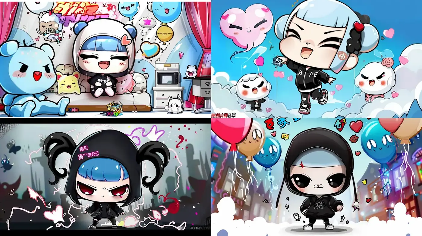 Charming and Playful Anime-inspired Aesthetic with a Dark Twist - Midjourney sref style