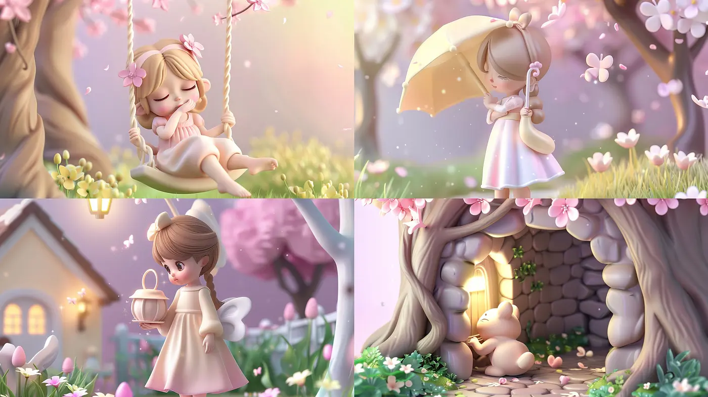 Serene Pastel Dreamscapes in Enchanting Cartoon Style - Midjourney sref style