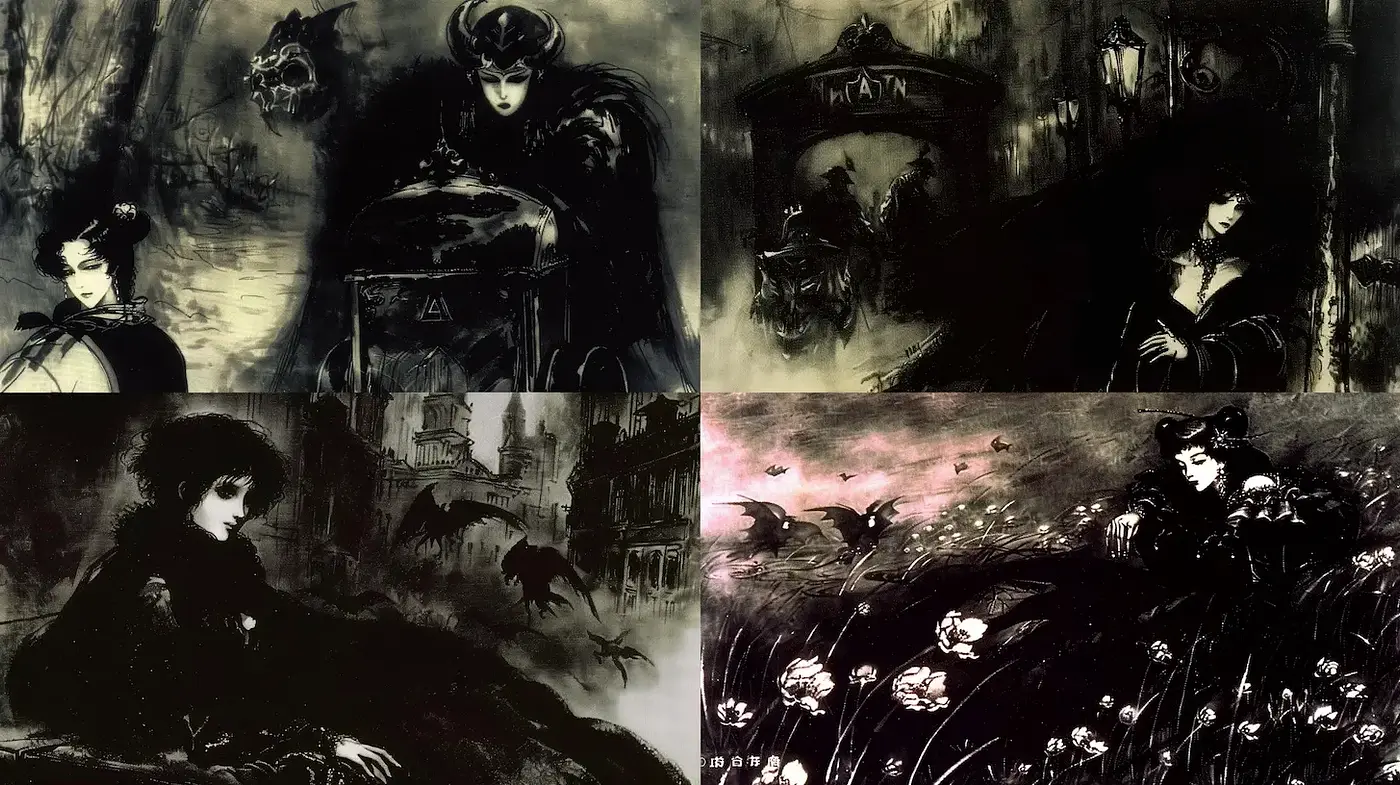 Dark and Atmospheric Illustrations with Gothic Undertones - Midjourney sref style