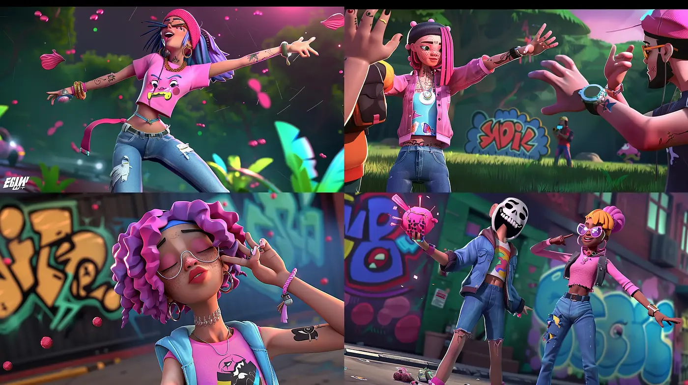 Dynamic Street Art Fusion with Vibrant Animation Flair - Midjourney sref style