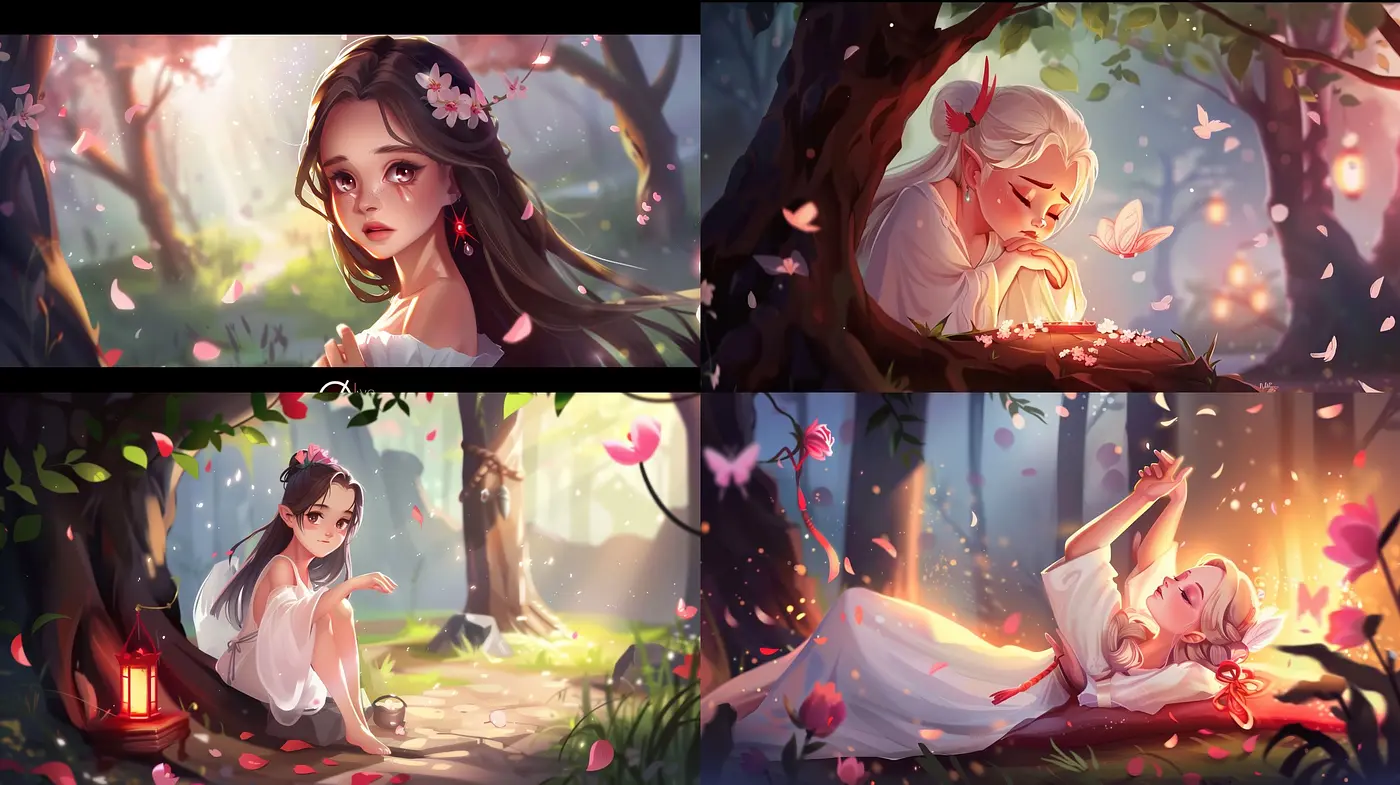 Enchanted Twilight: A Serene Journey Through A Pastel Fantasy Forest - Midjourney sref style