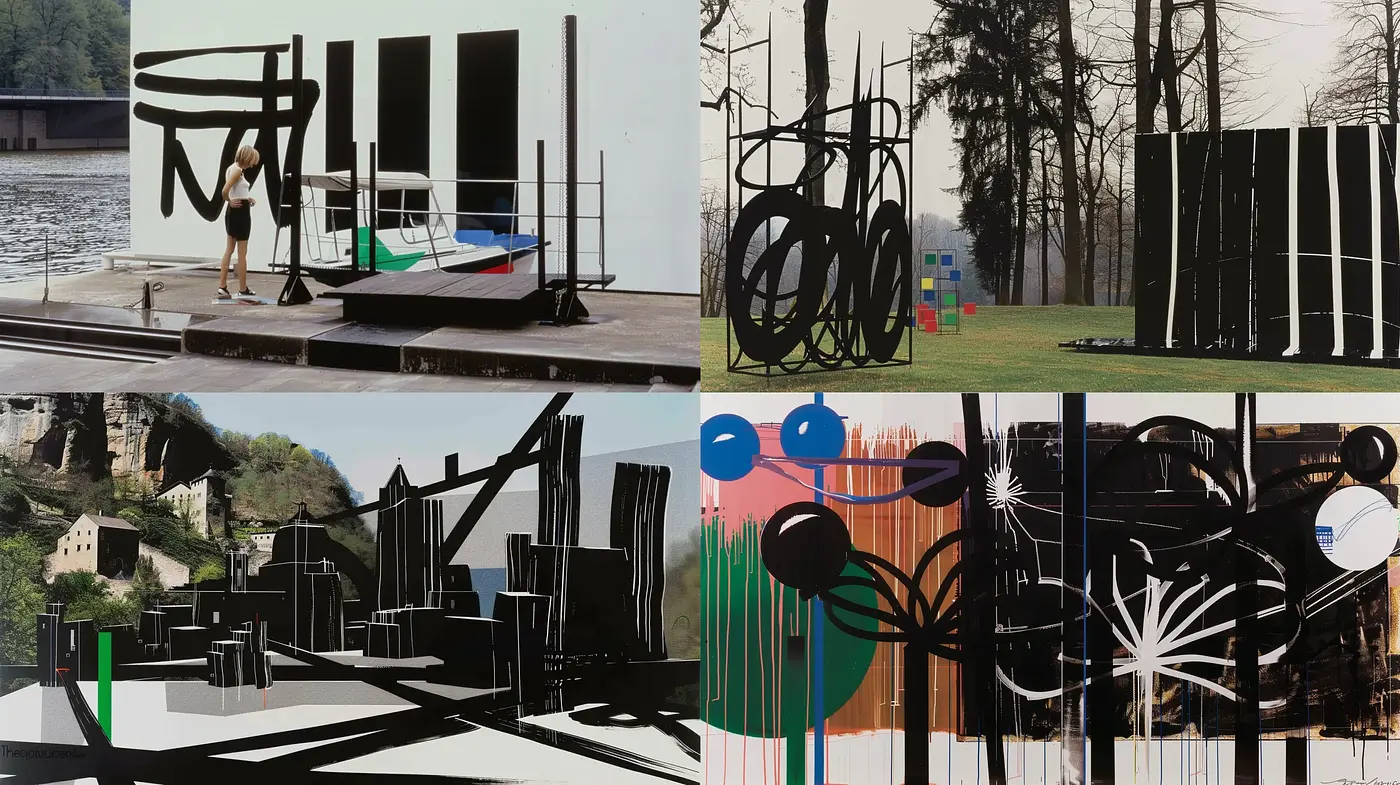 Abstract Silhouette Fusion with Natural Backdrops - Midjourney sref style