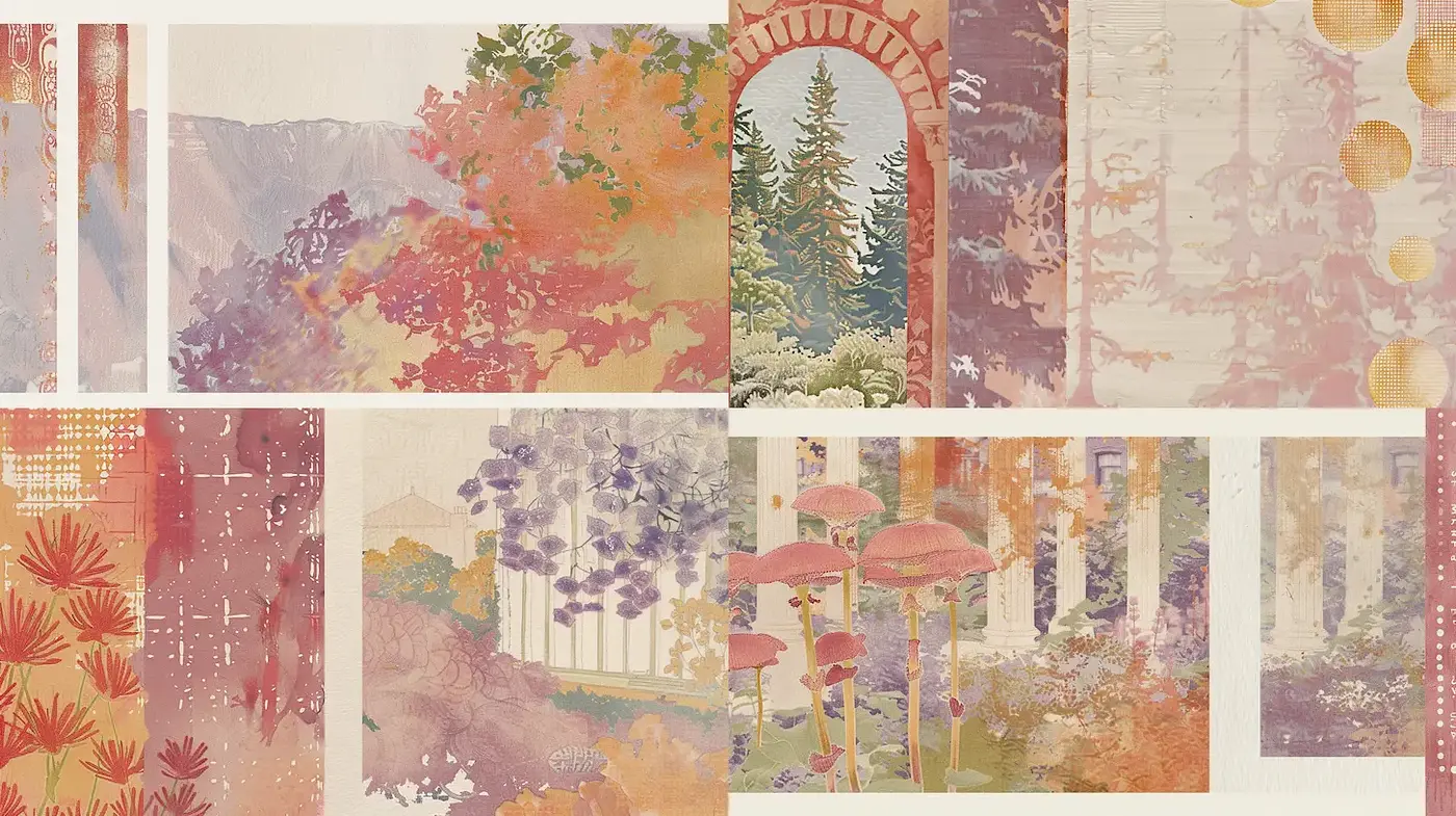 Whimsical Landscape Illustrations with a Vintage Flair - Midjourney sref style