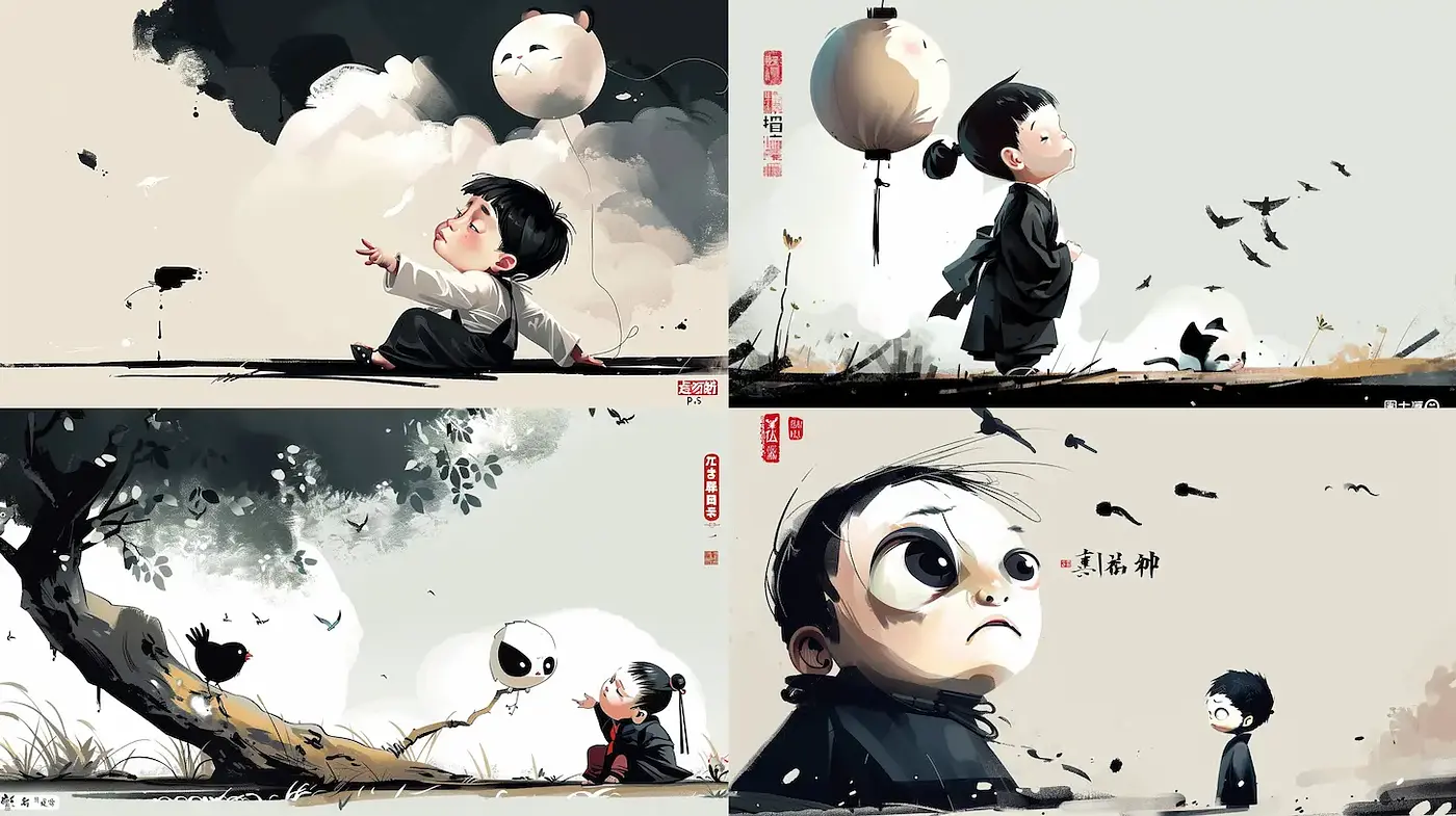 Whimsical and Atmospheric Illustrations with a Playful Touch - Midjourney sref style