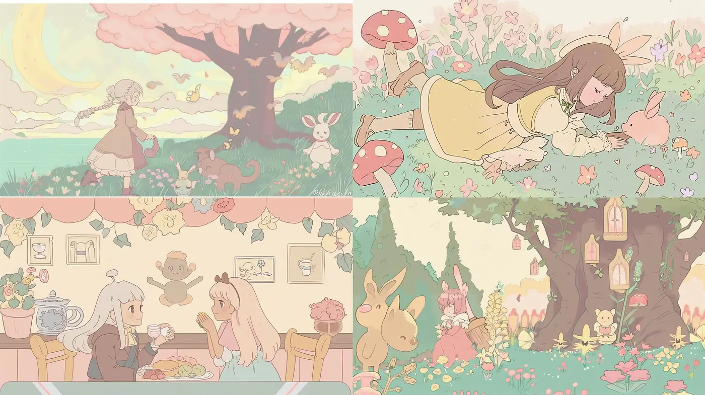Pastel Dreamscapes: A Journey Through Soft-Hued Anime-Inspired Illustrations - Midjourney sref style